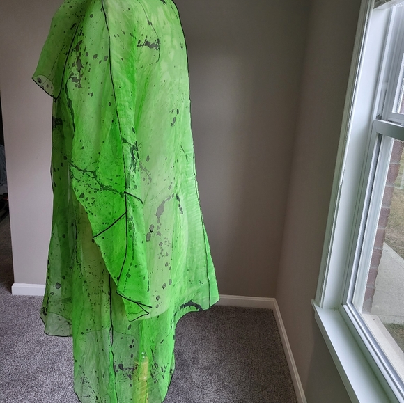 Paul Sisti Lime Green/Black with Black Piping Sheer Jacket/Topper (One Size) - Picture 9 of 16